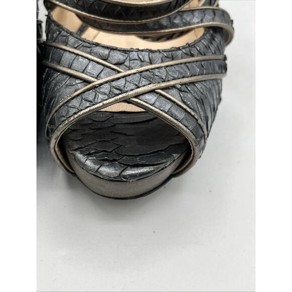 Coach Women’s Karolina 9B Snakeskin Heels Dark Blue Gray Platform Stunners Y2K - Picture 12 of 12